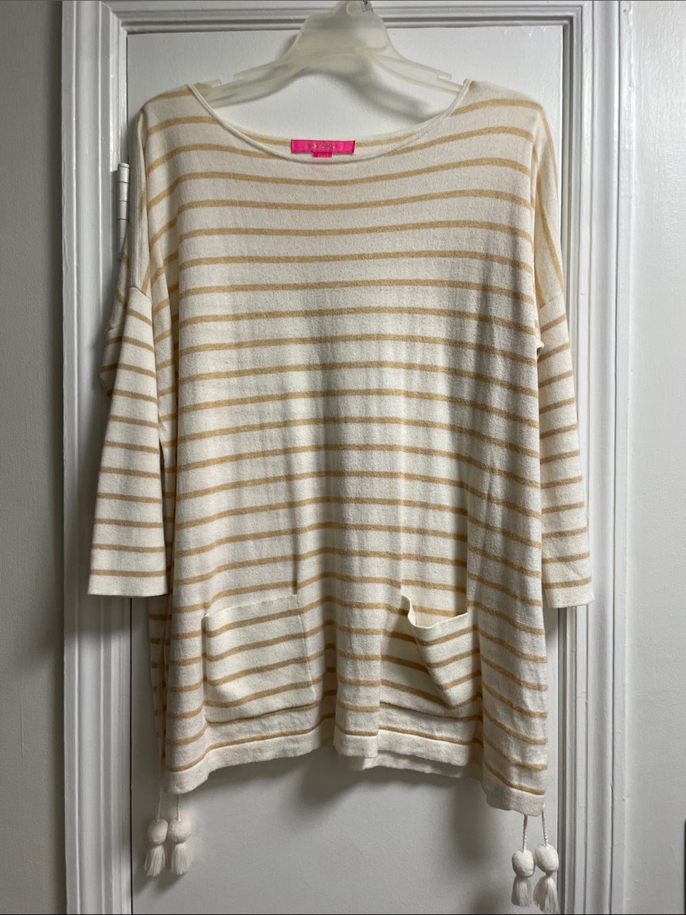 Lilly Pulitzer Cream and Tan Striped Pocket Tunic